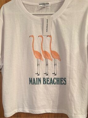 Sub_Urban Riot White Tee with Orange Flamingo Print